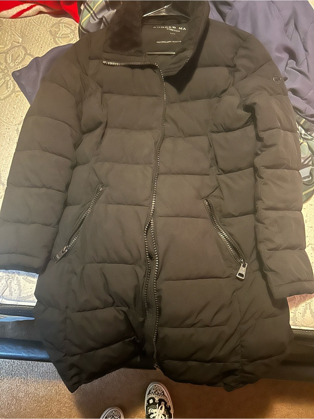 Andrew Marc Black Quilted Long Puffer Jacket